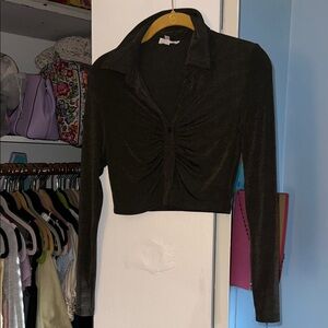 Elegant Black Ruched Women's Top